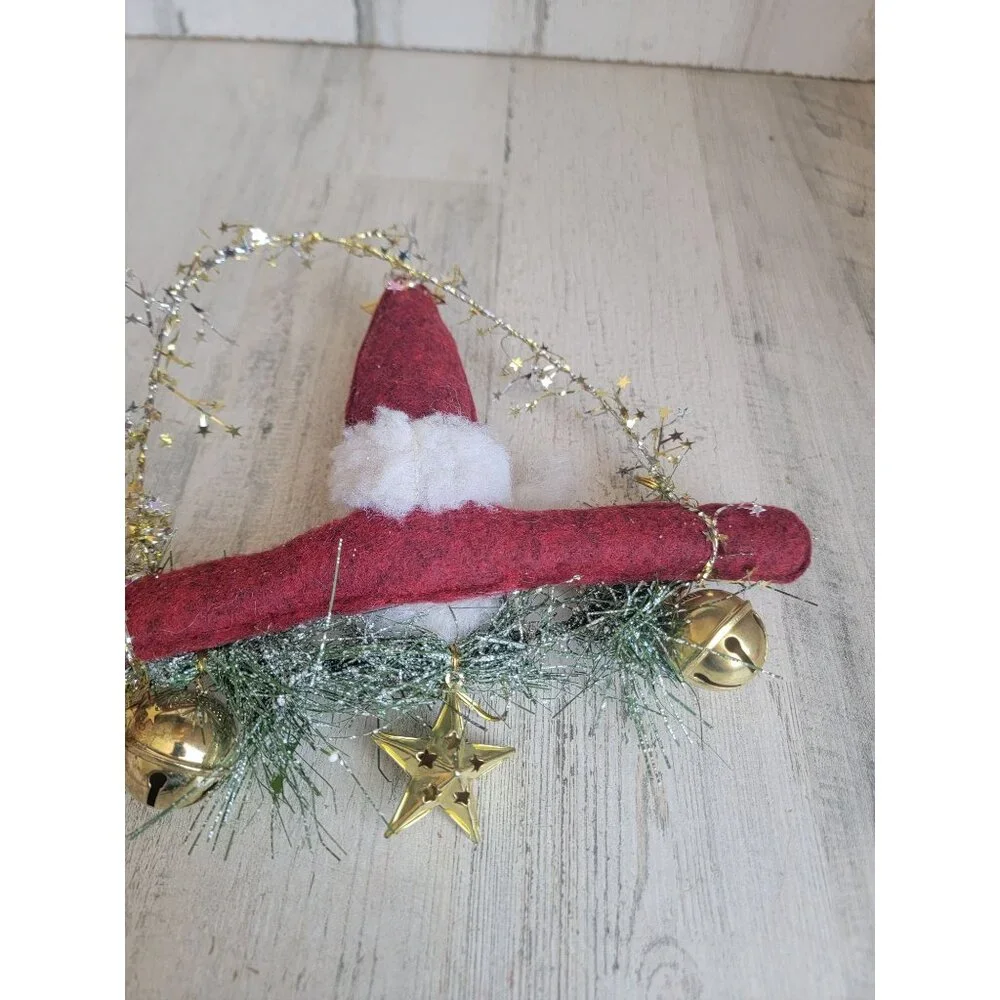 Unique plush bell santa claus xmas glitter‎ star vintage felt